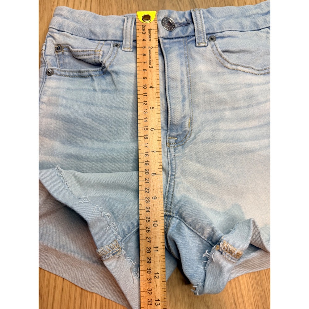 American Eagle Next Level Stretch Light Wash High Waisted Denim Shorts Size 2 - Picture 10 of 11